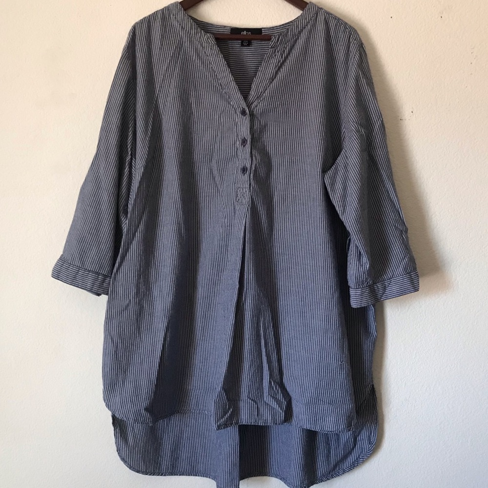{Ellos} Striped Henley Tunic